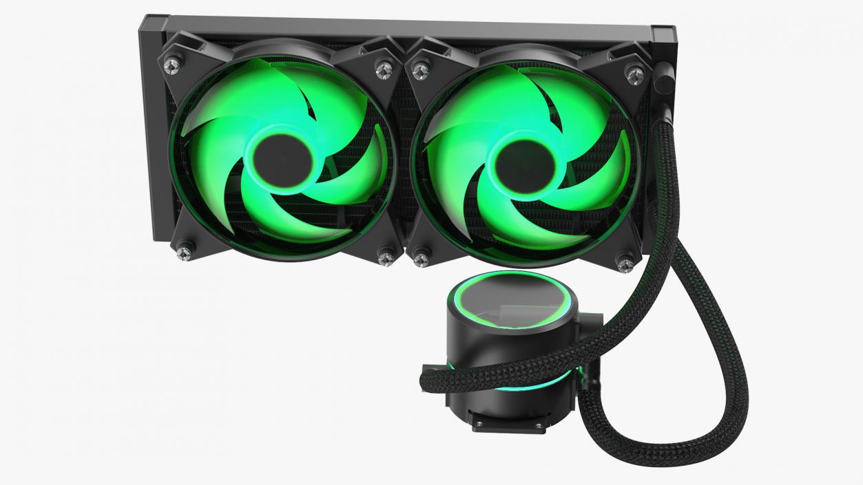 3D model Dual Fan CPU RGB Liquid Cooler