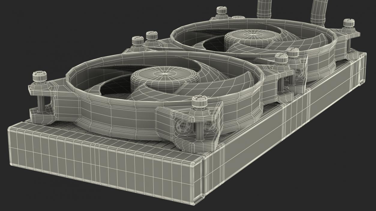 3D model Dual Fan CPU RGB Liquid Cooler