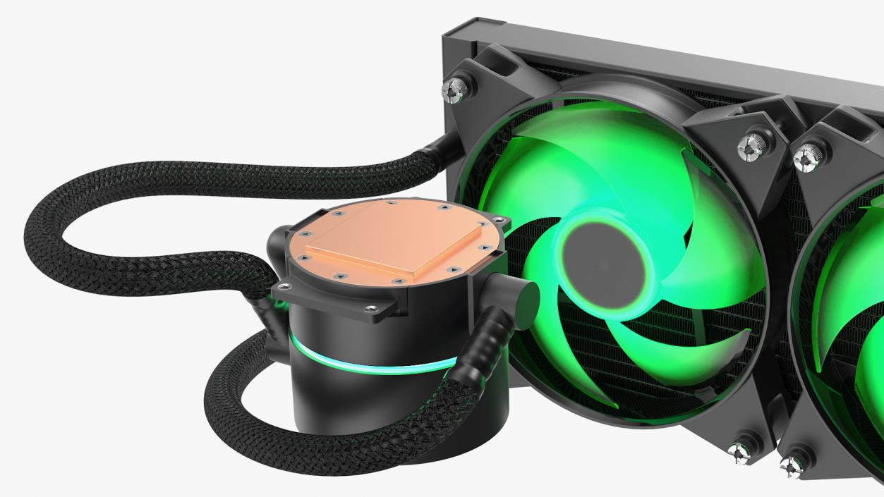 3D model Dual Fan CPU RGB Liquid Cooler