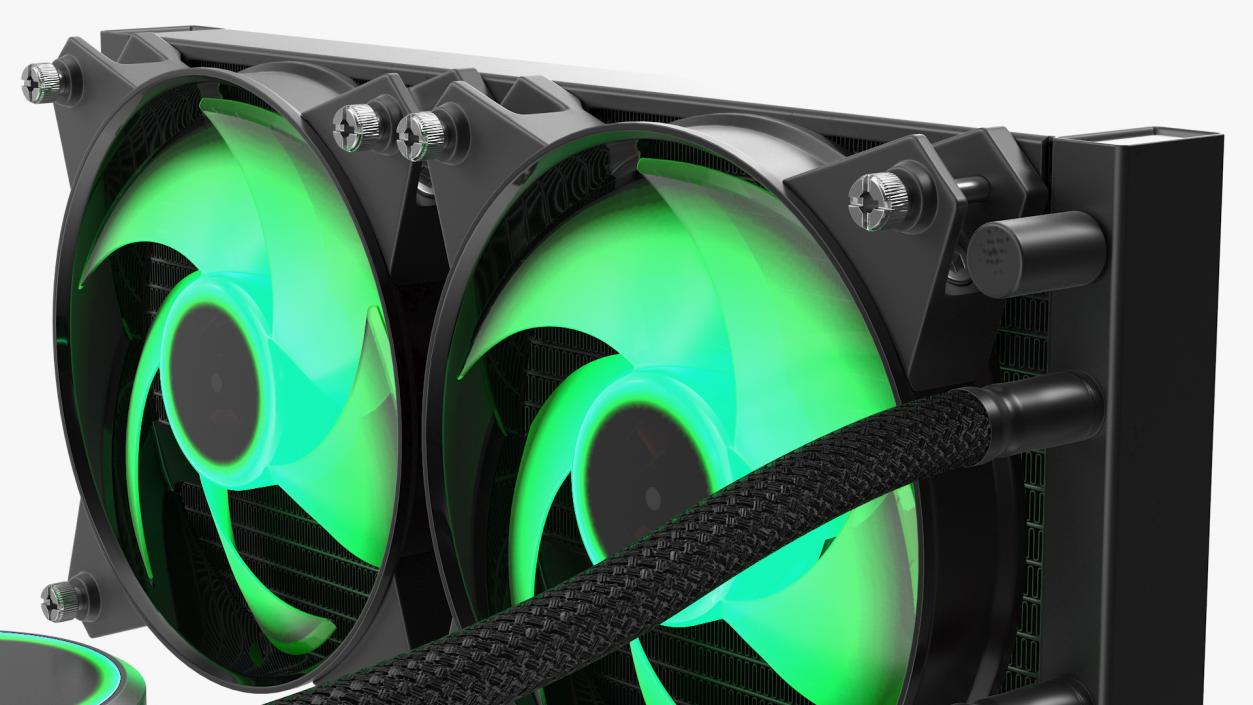 3D model Dual Fan CPU RGB Liquid Cooler