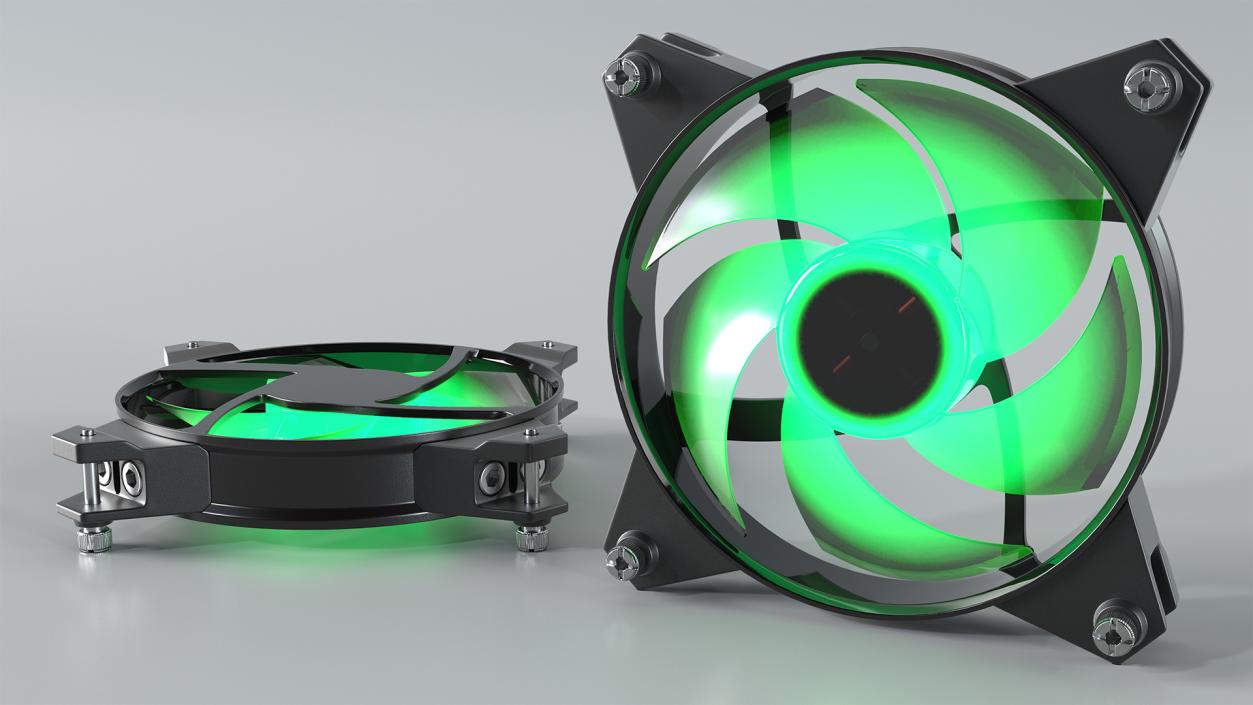 3D model Dual Fan CPU RGB Liquid Cooler