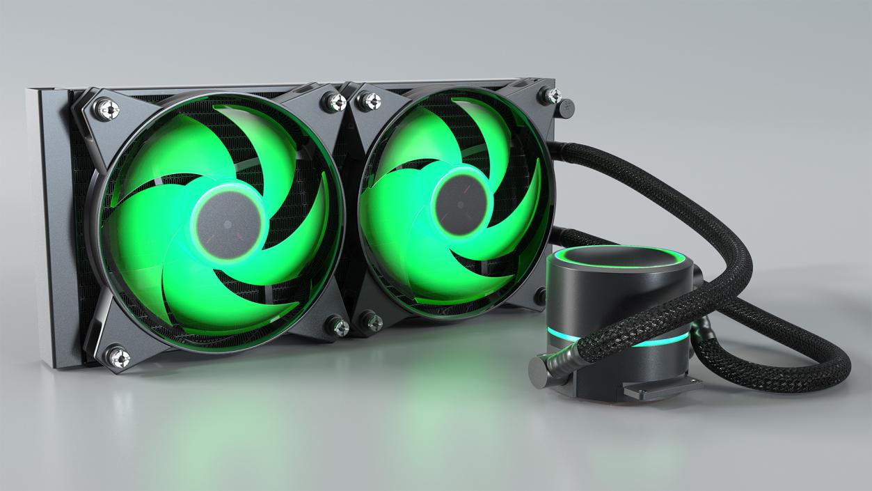 3D model Dual Fan CPU RGB Liquid Cooler