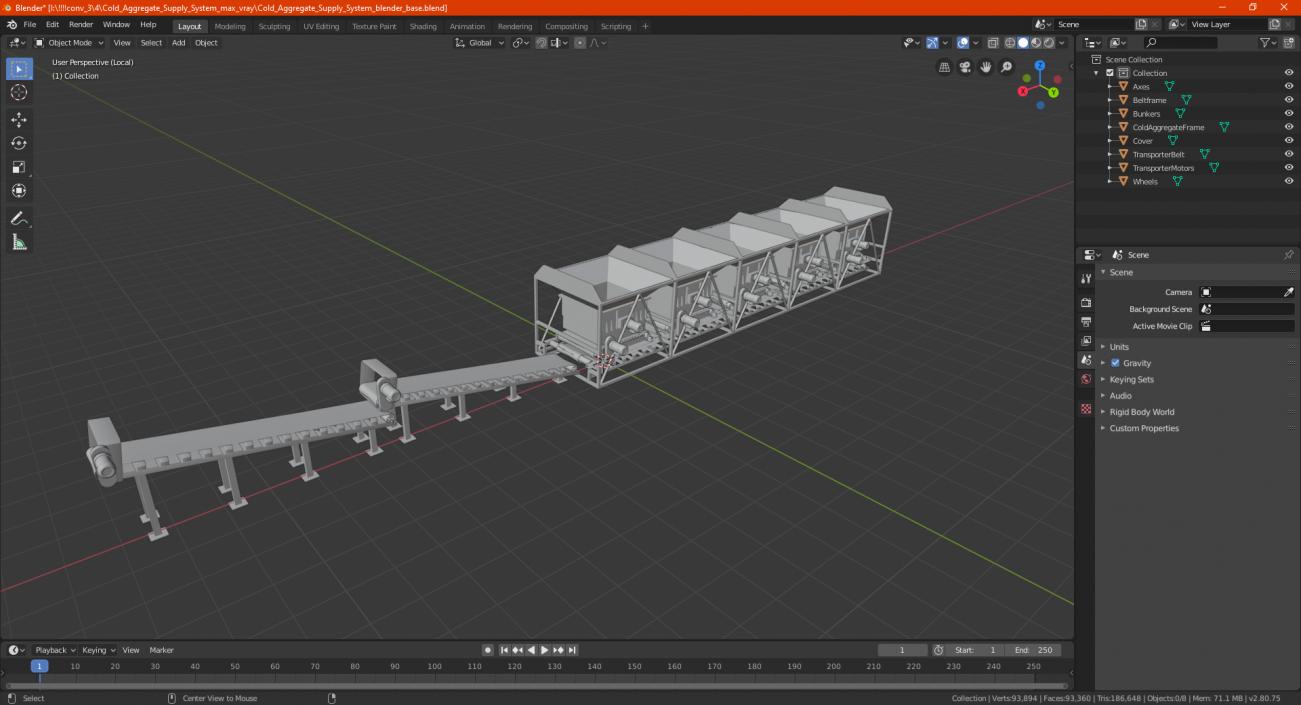 3D Cold Aggregate Supply System model