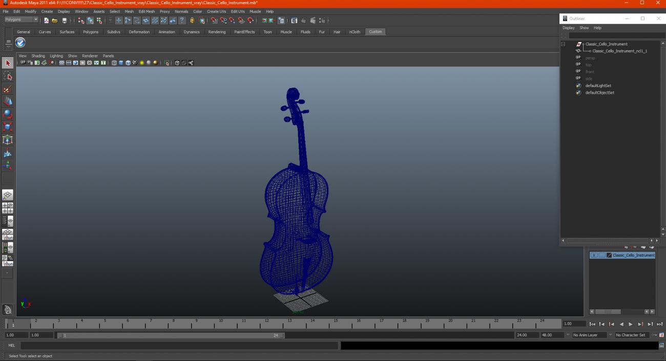 Classic Cello Instrument 3D model