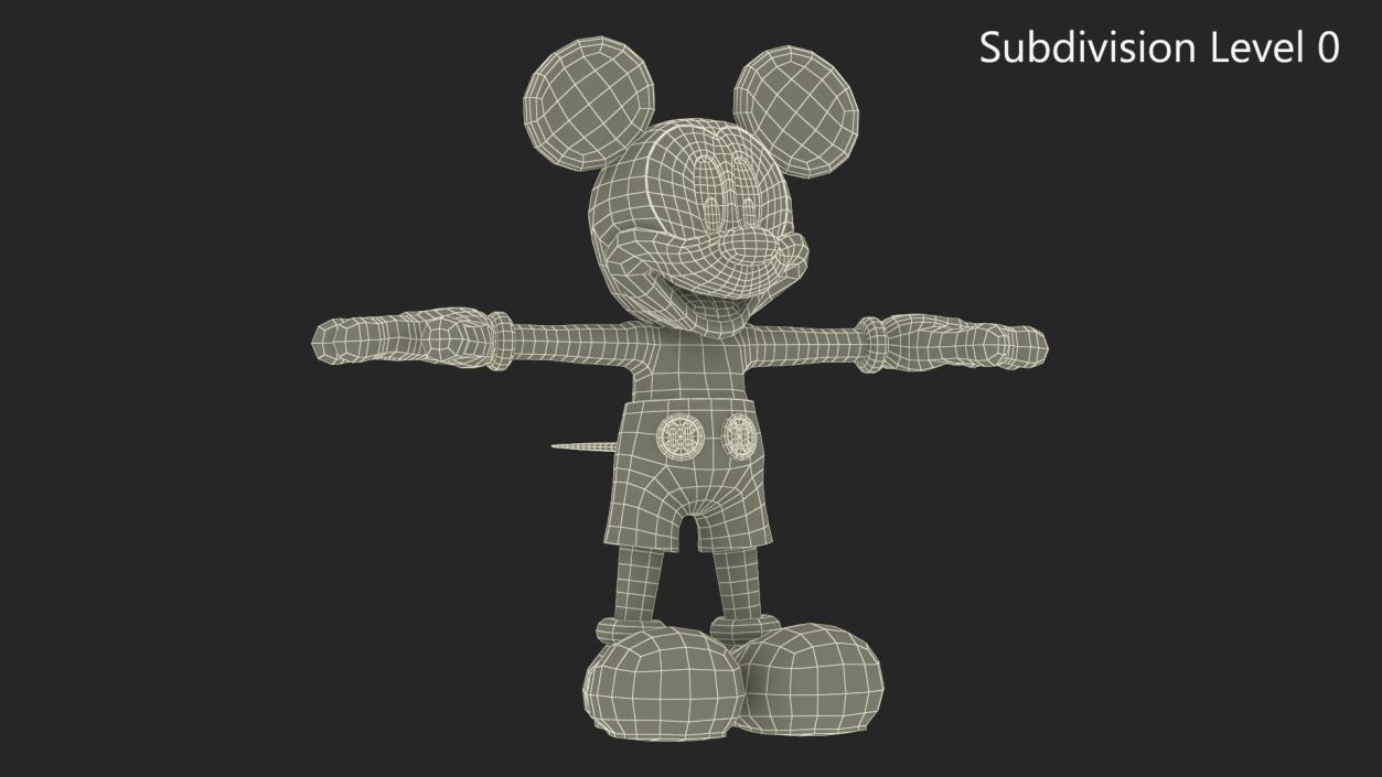 3D Cartoon Character Mickey Mouse Rigged for Cinema model