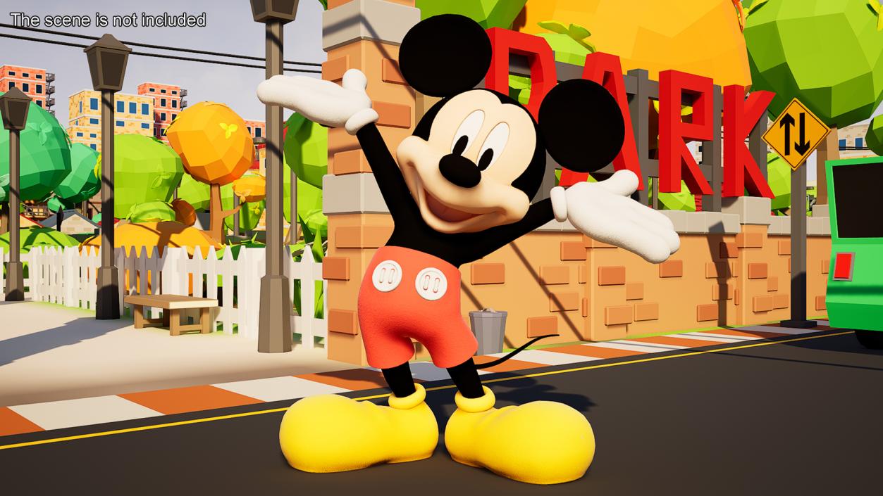 3D Cartoon Character Mickey Mouse Rigged for Cinema model