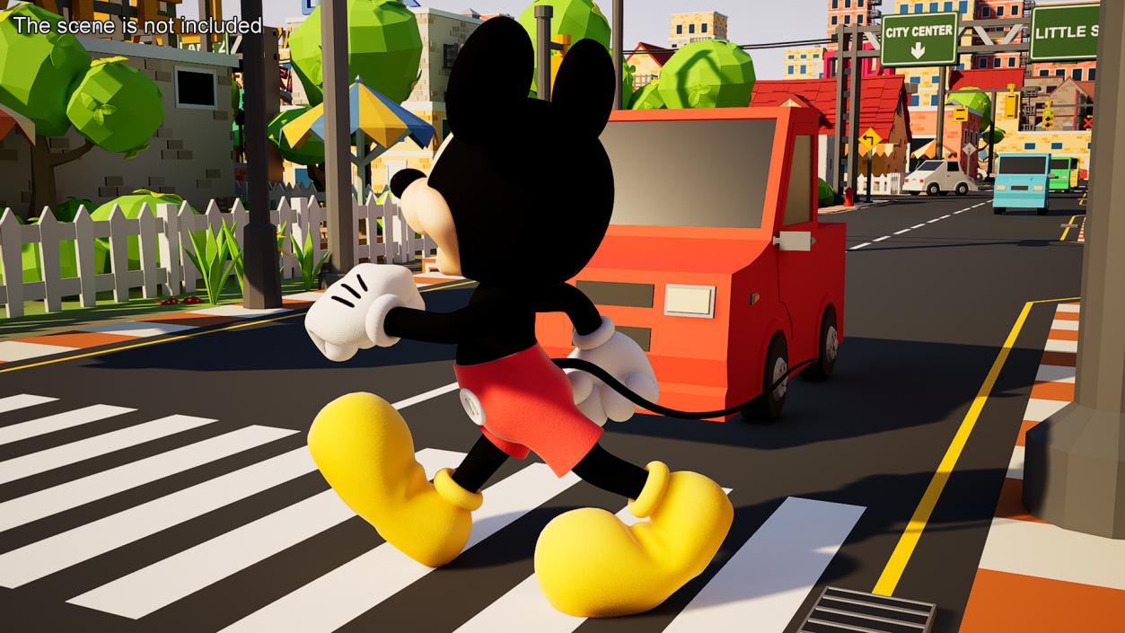 Cartoon Character Mickey Mouse Rigged 3D