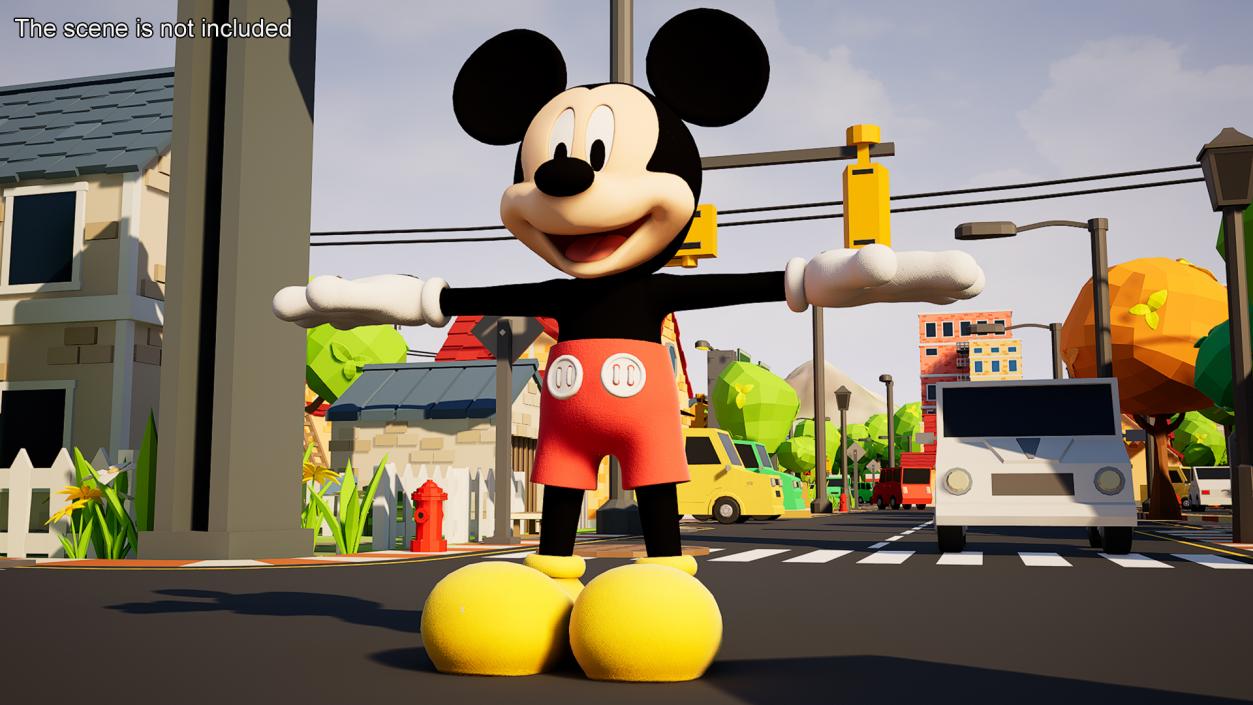 3D Cartoon Character Mickey Mouse Rigged for Cinema model