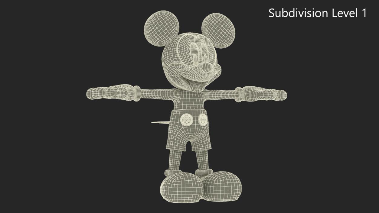 3D Cartoon Character Mickey Mouse Rigged for Cinema model