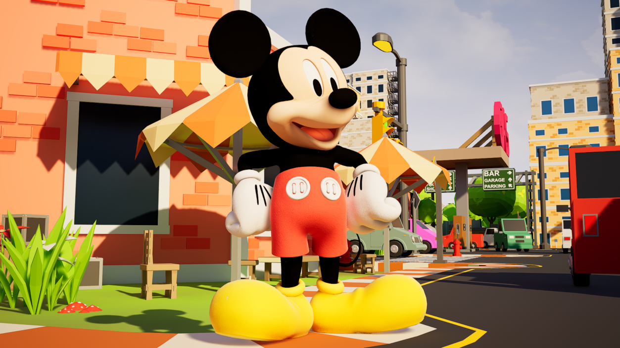 3D Cartoon Character Mickey Mouse Rigged for Cinema model