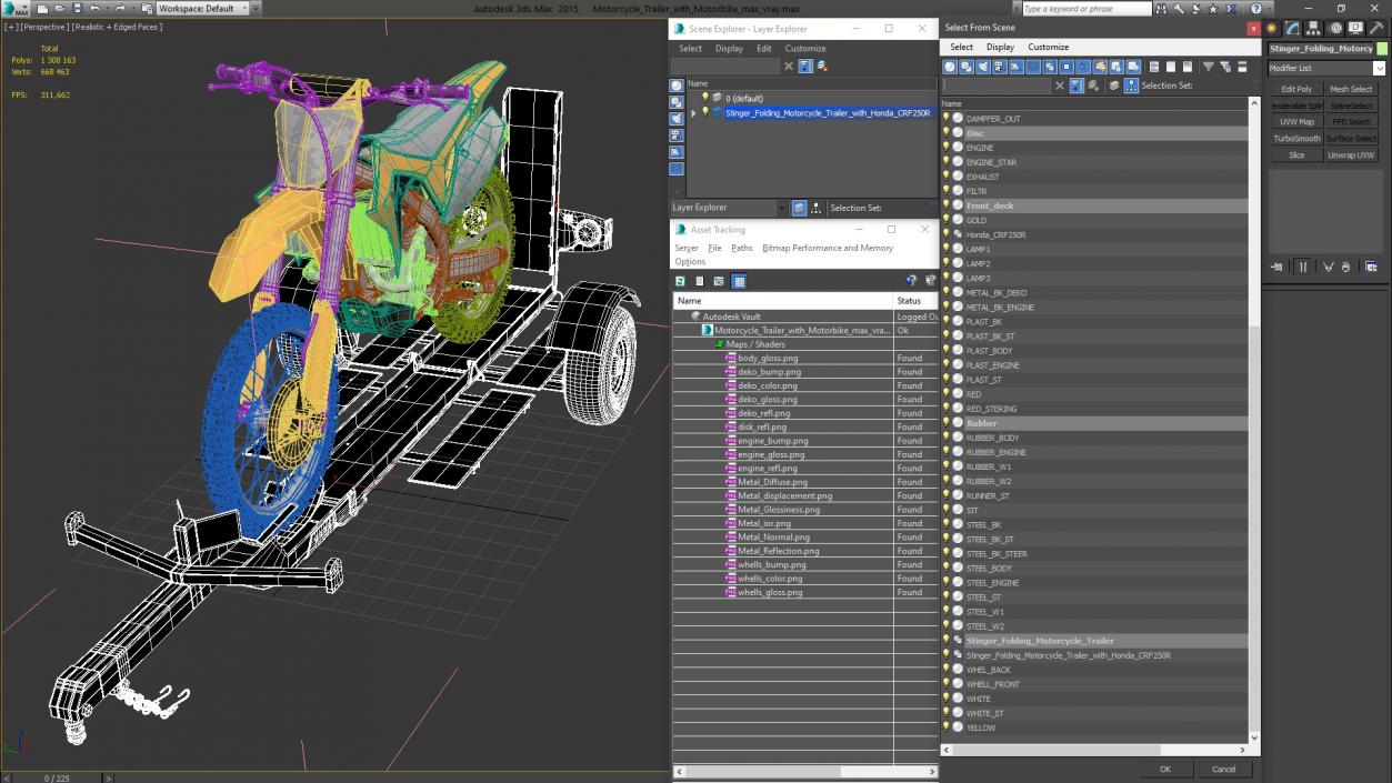 3D Motorcycle Trailer with Motorbike model