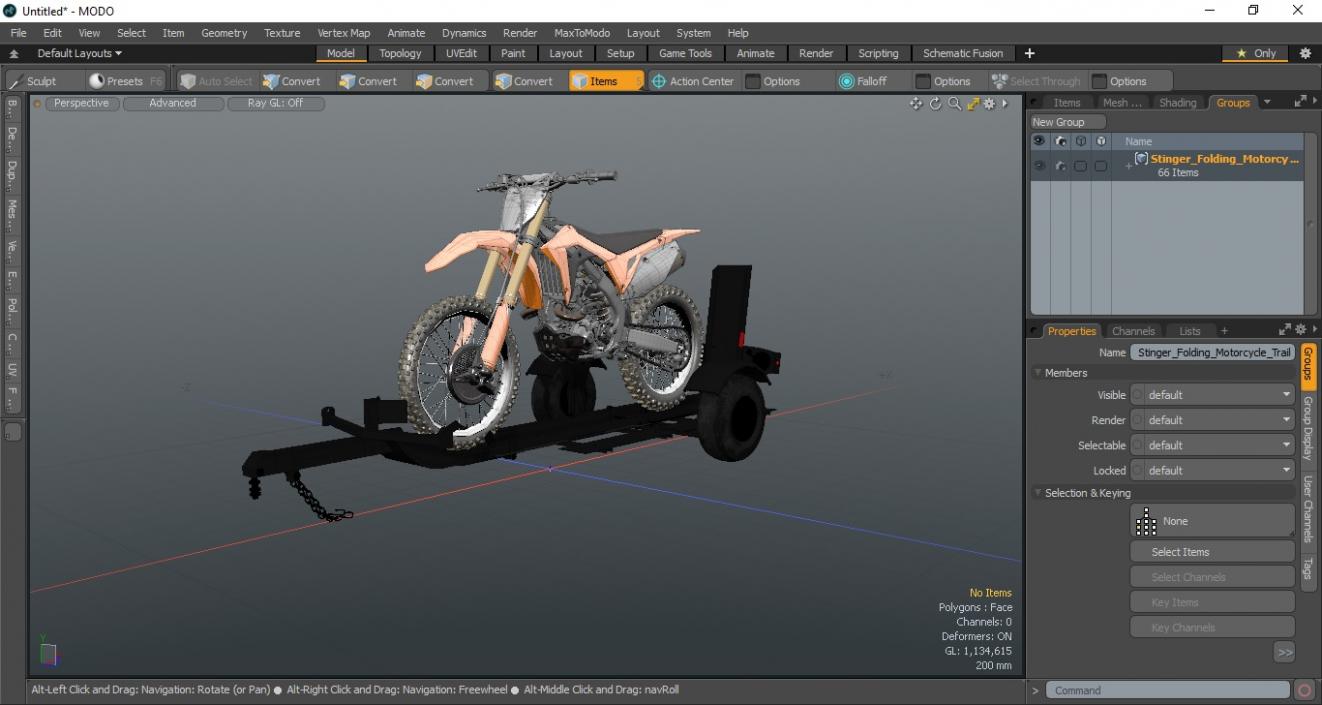 3D Motorcycle Trailer with Motorbike model