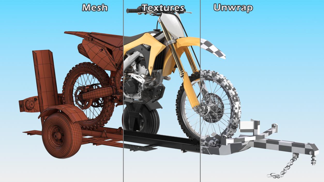 3D Motorcycle Trailer with Motorbike model