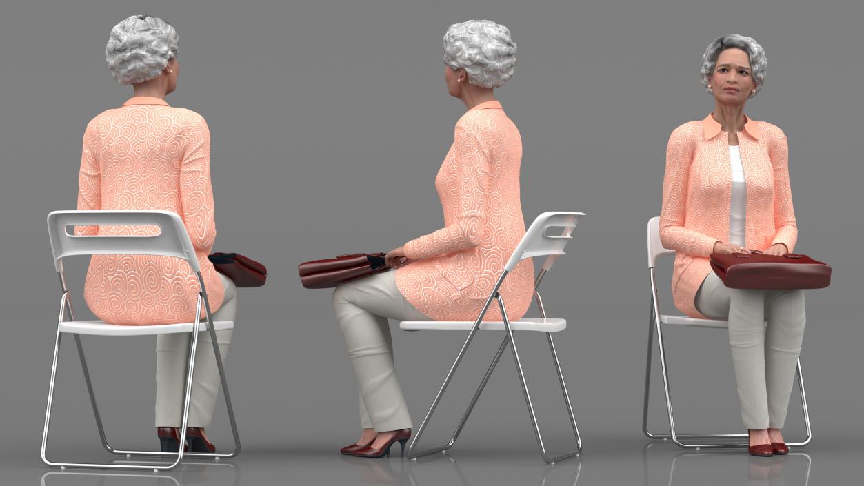 3D model Asian Old Ladies Sitting Collection