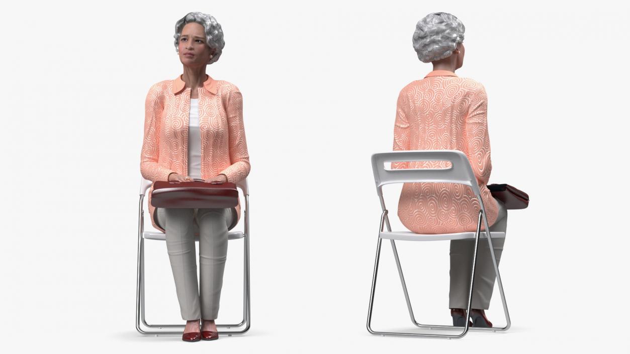 3D model Asian Old Ladies Sitting Collection