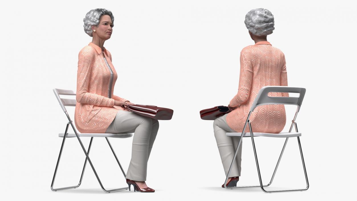 3D model Asian Old Ladies Sitting Collection