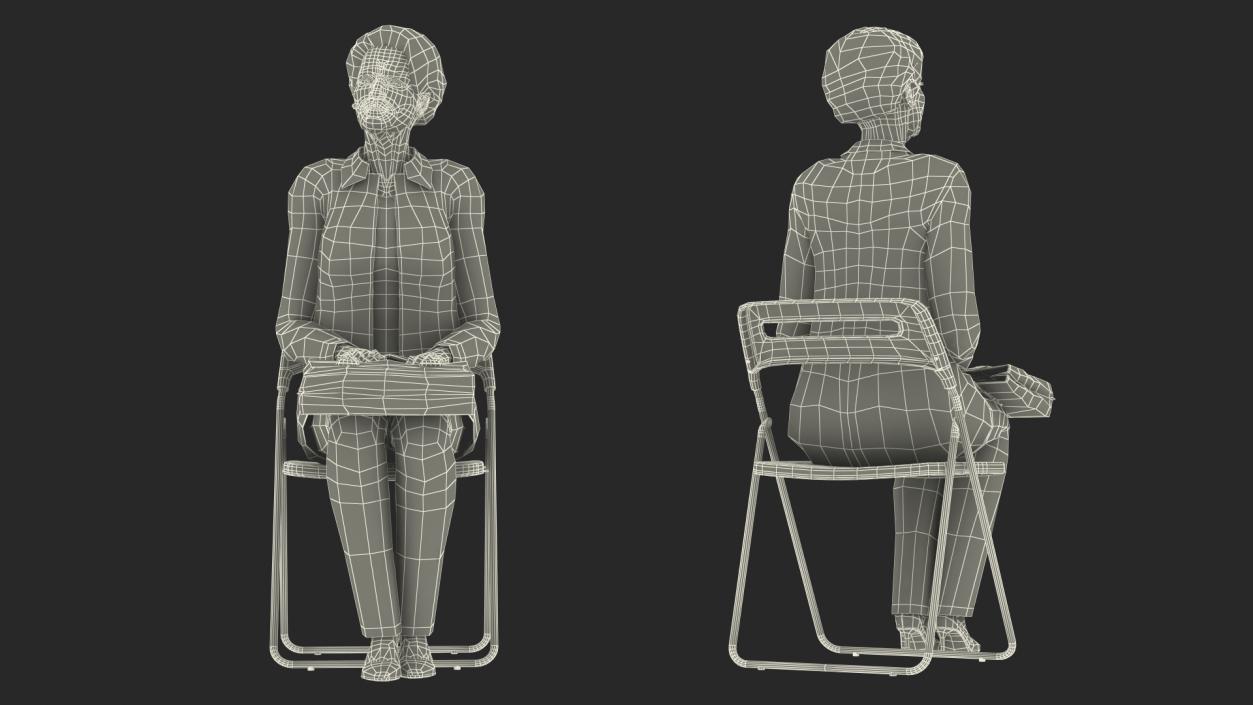 3D model Asian Old Ladies Sitting Collection