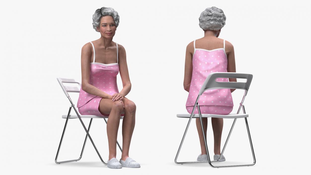 3D model Asian Old Ladies Sitting Collection