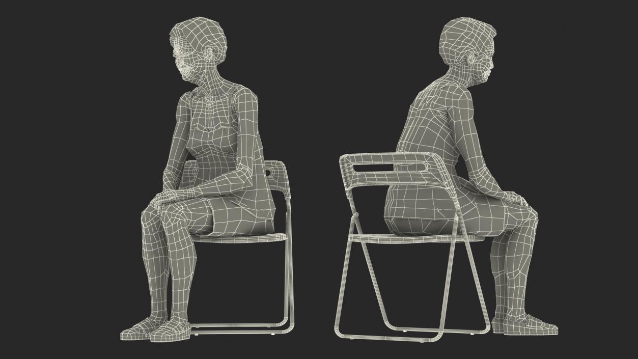 3D model Asian Old Ladies Sitting Collection