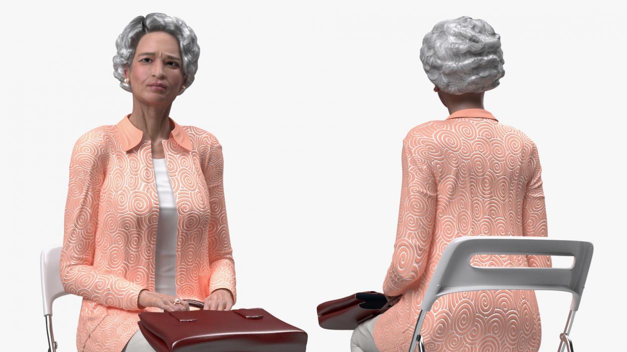 3D model Asian Old Ladies Sitting Collection