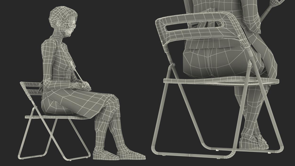 3D model Asian Old Ladies Sitting Collection