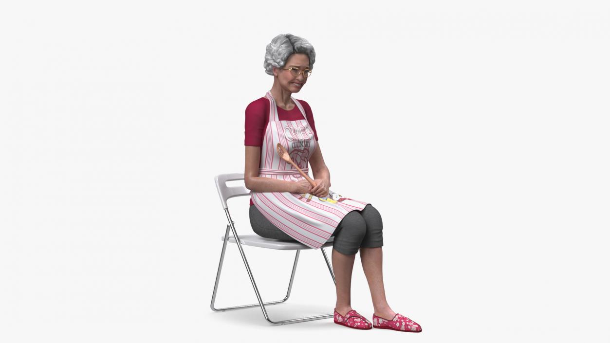 3D model Asian Old Ladies Sitting Collection