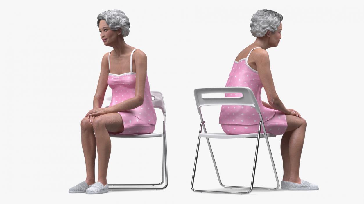 3D model Asian Old Ladies Sitting Collection