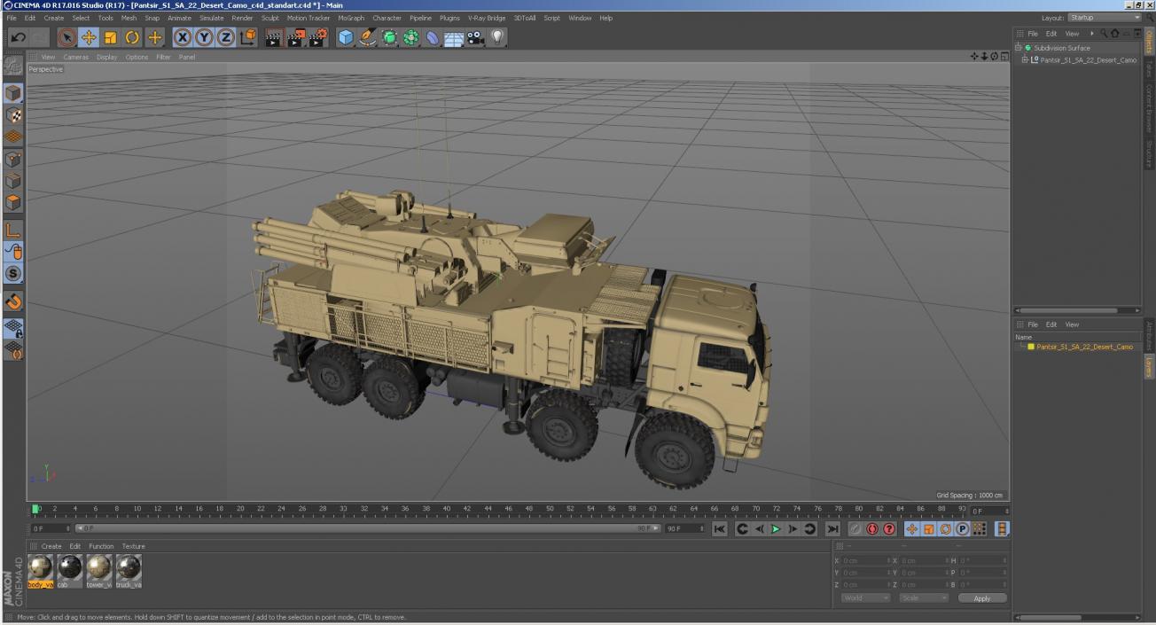 3D Pantsir S1 SA 22 Desert Camo model