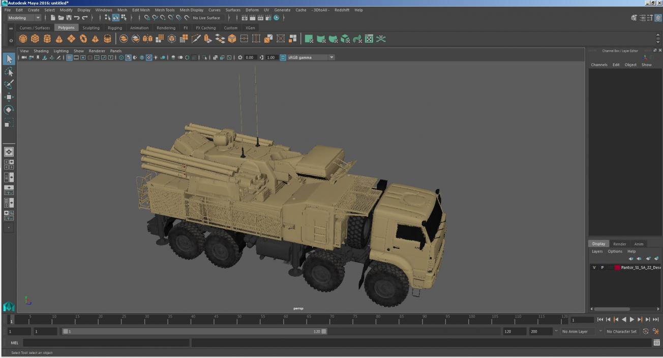 3D Pantsir S1 SA 22 Desert Camo model