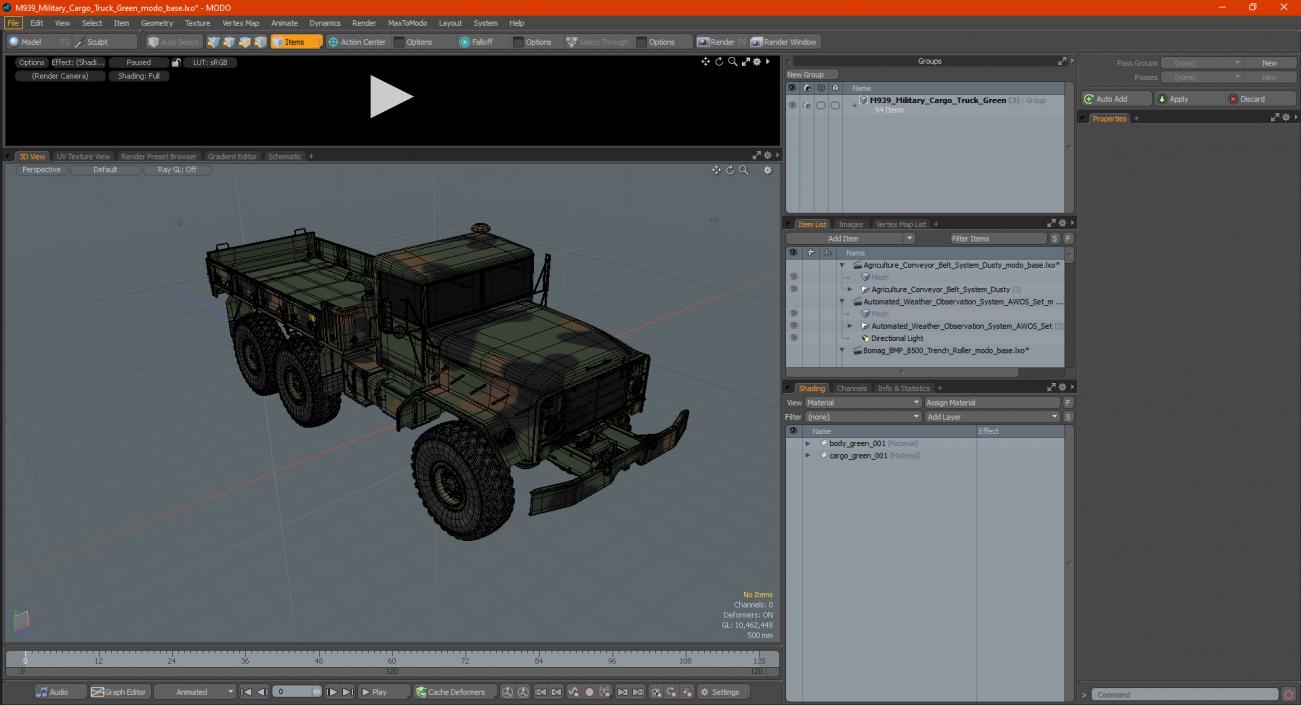 3D M939 Military Cargo Truck Green