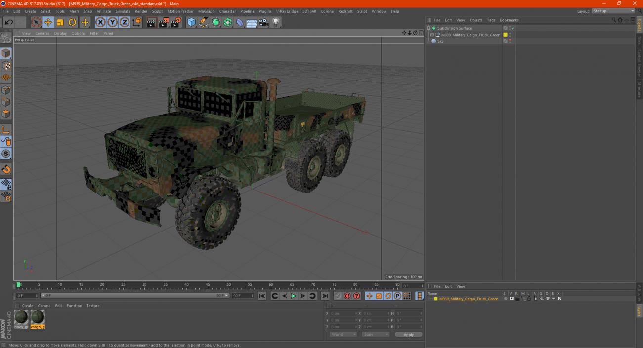 3D M939 Military Cargo Truck Green