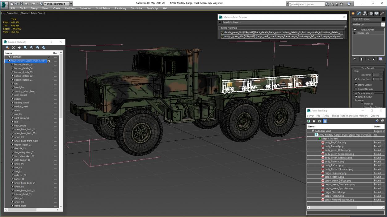 3D M939 Military Cargo Truck Green