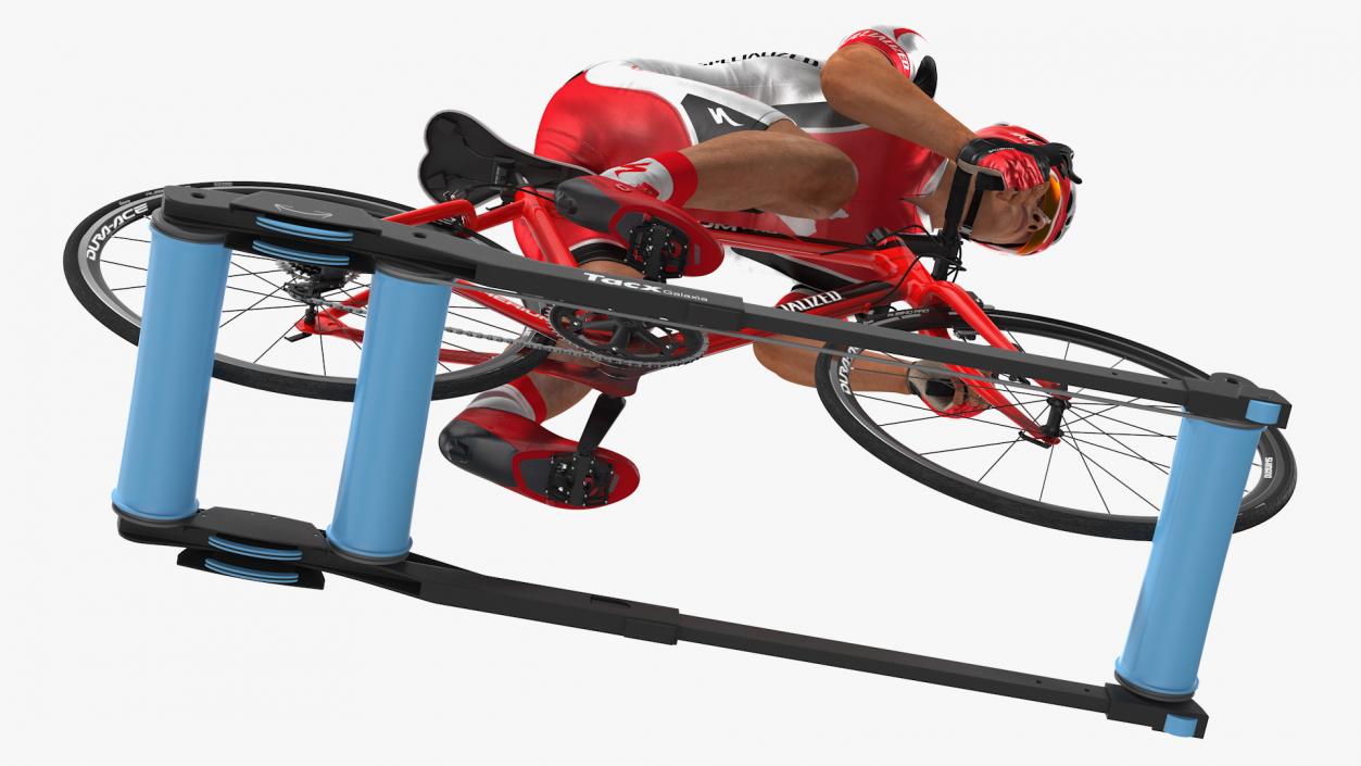 3D Bicyclist Riding Tacx Galaxia Advanced Roller Trainer model