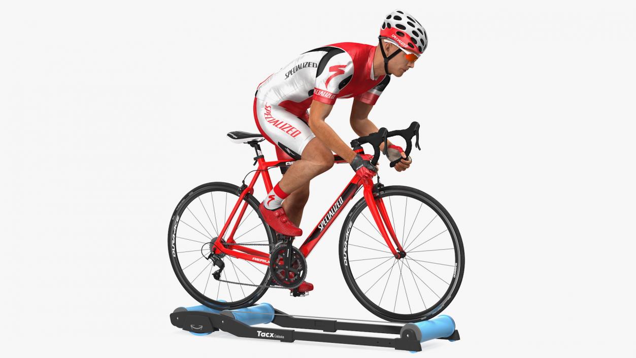 3D Bicyclist Riding Tacx Galaxia Advanced Roller Trainer model