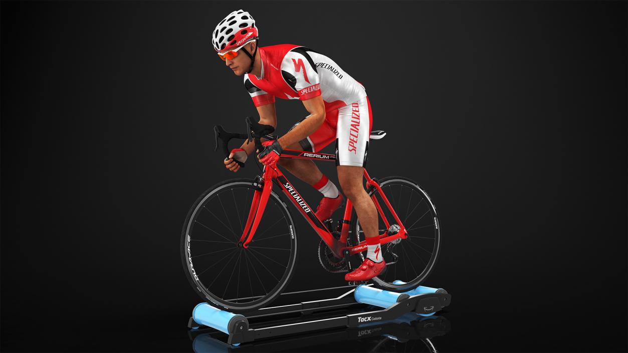 3D Bicyclist Riding Tacx Galaxia Advanced Roller Trainer model