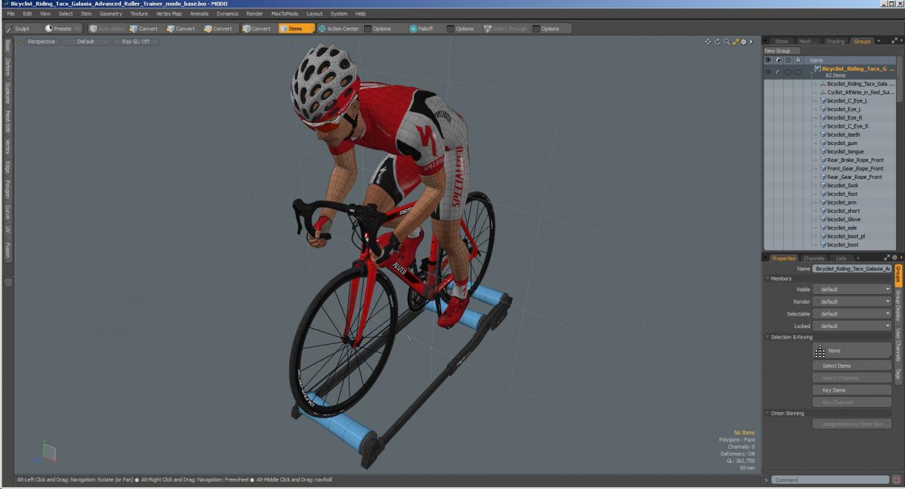 3D Bicyclist Riding Tacx Galaxia Advanced Roller Trainer model