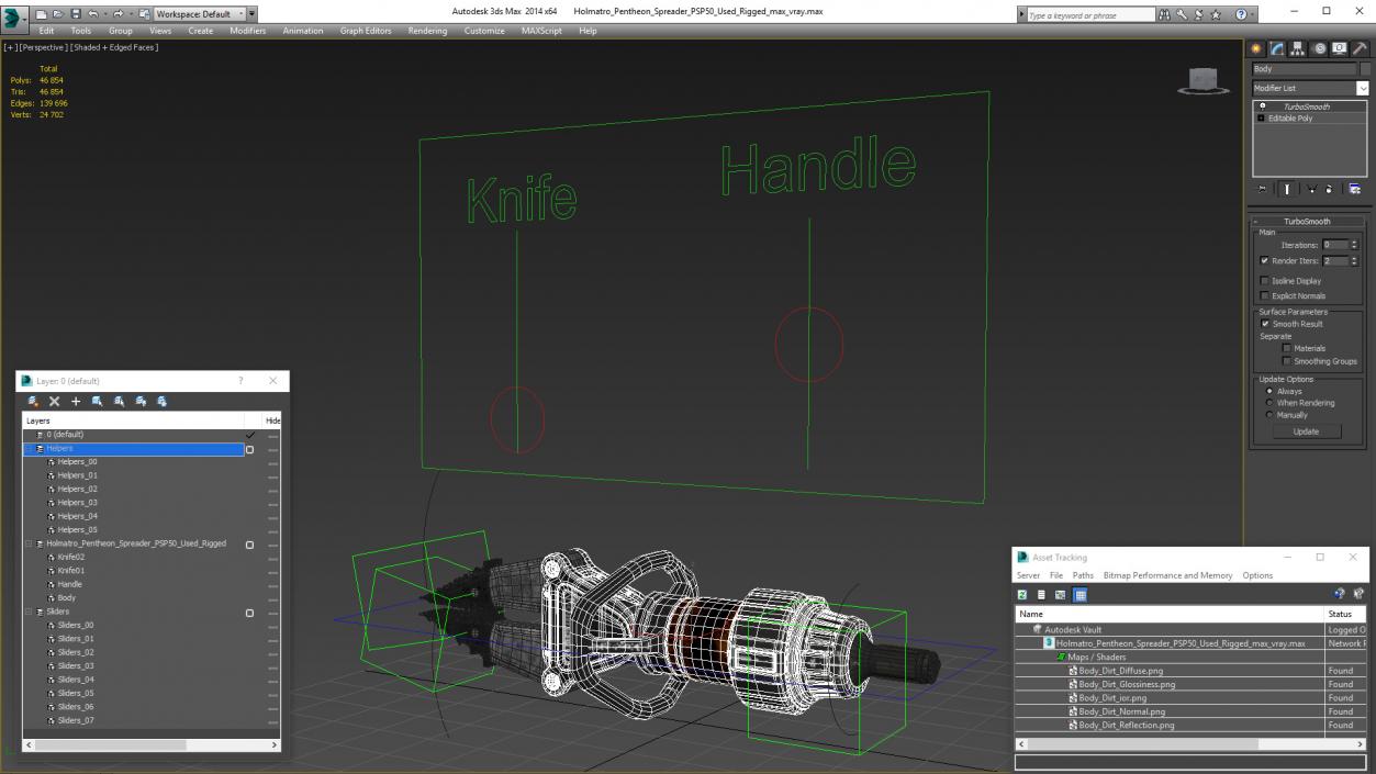 Holmatro Pentheon Spreader PSP50 Used Rigged 3D model