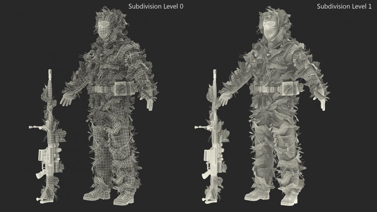 3D model Sniper with Barrett 98 Bravo Rigged