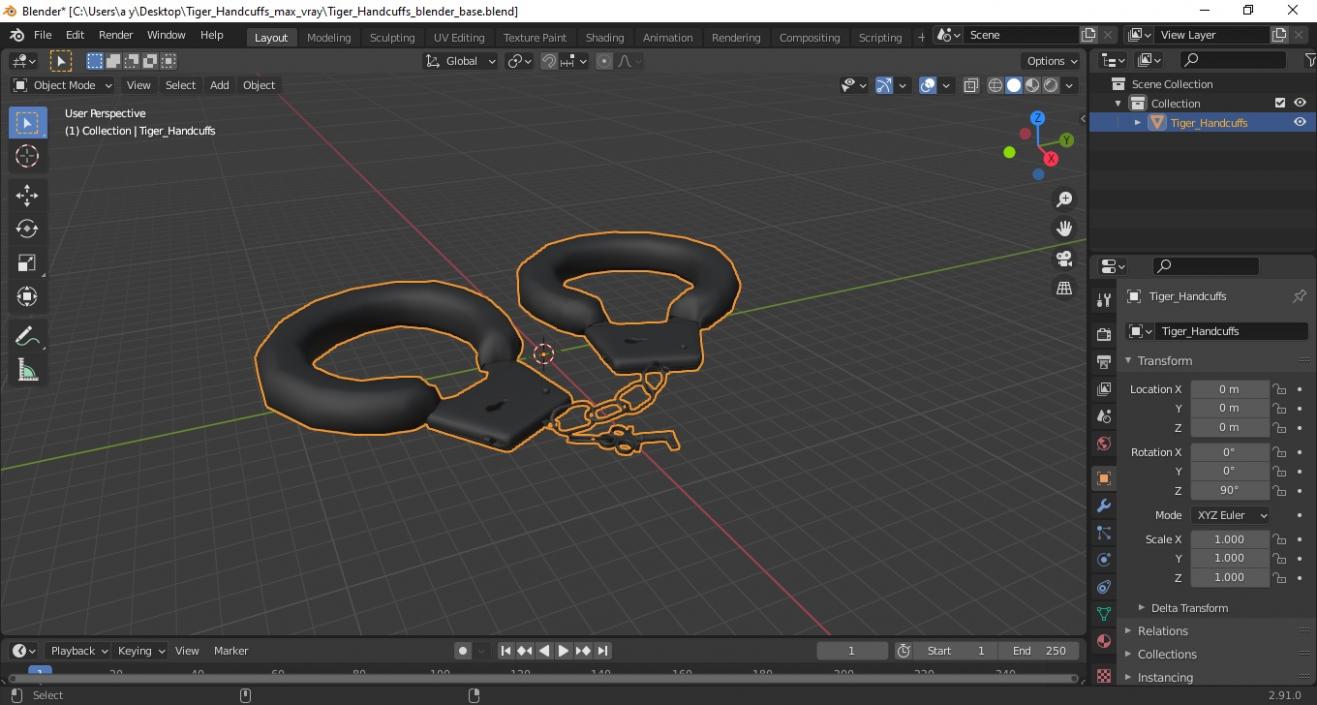 3D model Tiger Handcuffs