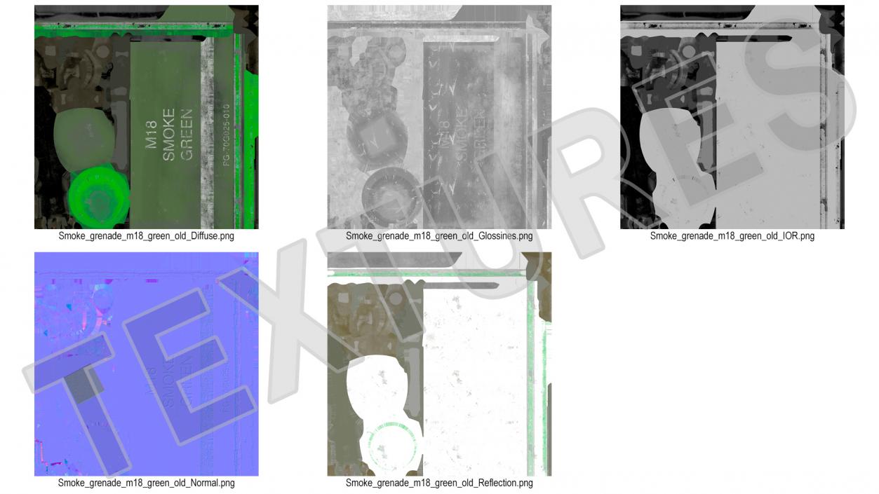 M18 Smoke Grenade Green Old 3D