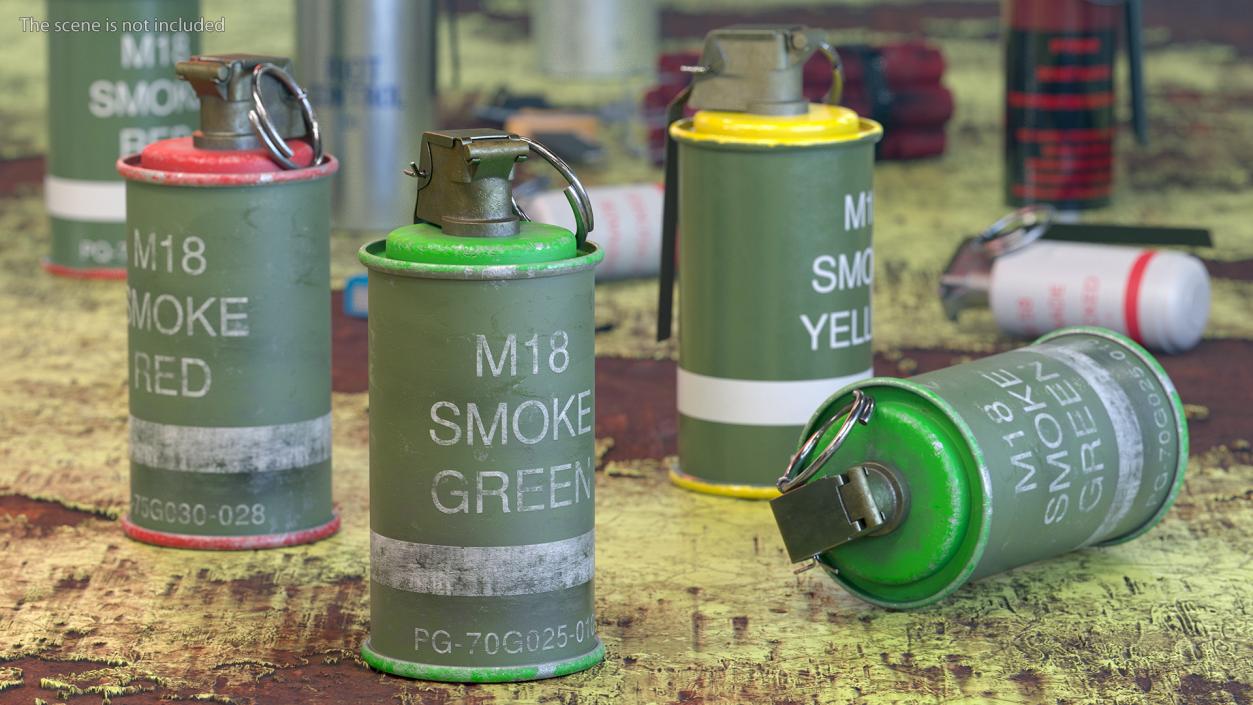 M18 Smoke Grenade Green Old 3D