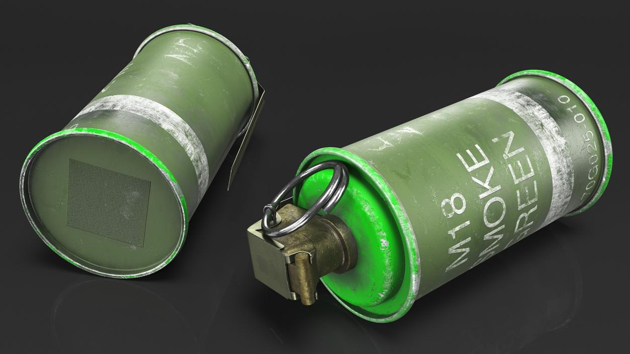 M18 Smoke Grenade Green Old 3D