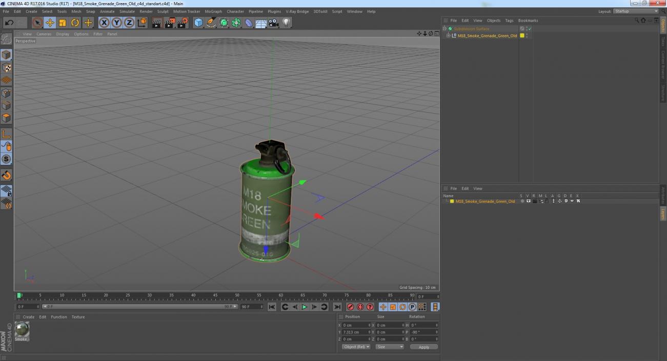 M18 Smoke Grenade Green Old 3D