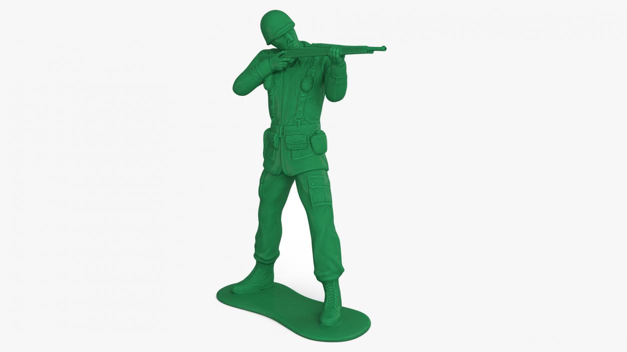 3D model Green Plastic Toy Soldier with Rifle Shooting