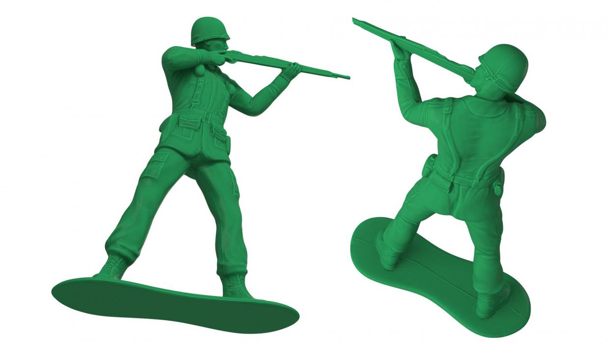 3D model Green Plastic Toy Soldier with Rifle Shooting