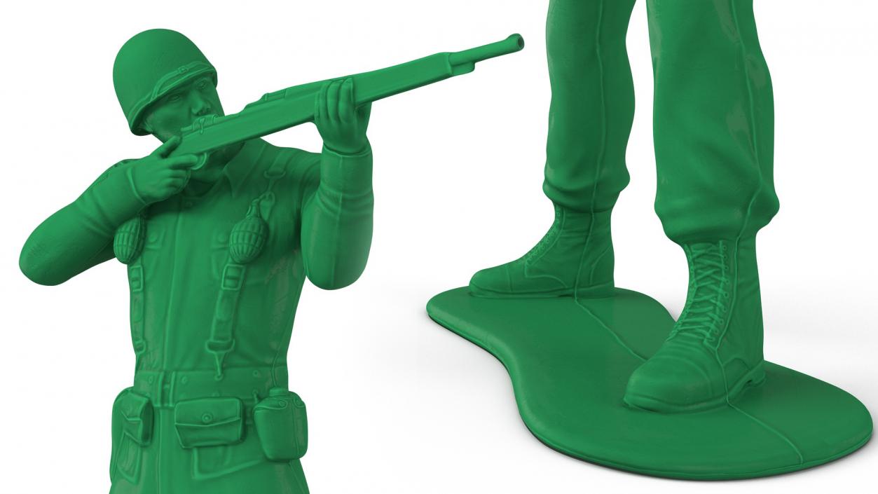 3D model Green Plastic Toy Soldier with Rifle Shooting