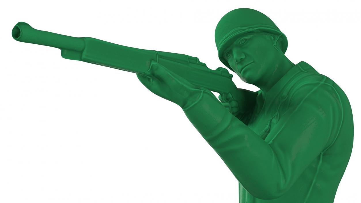 3D model Green Plastic Toy Soldier with Rifle Shooting