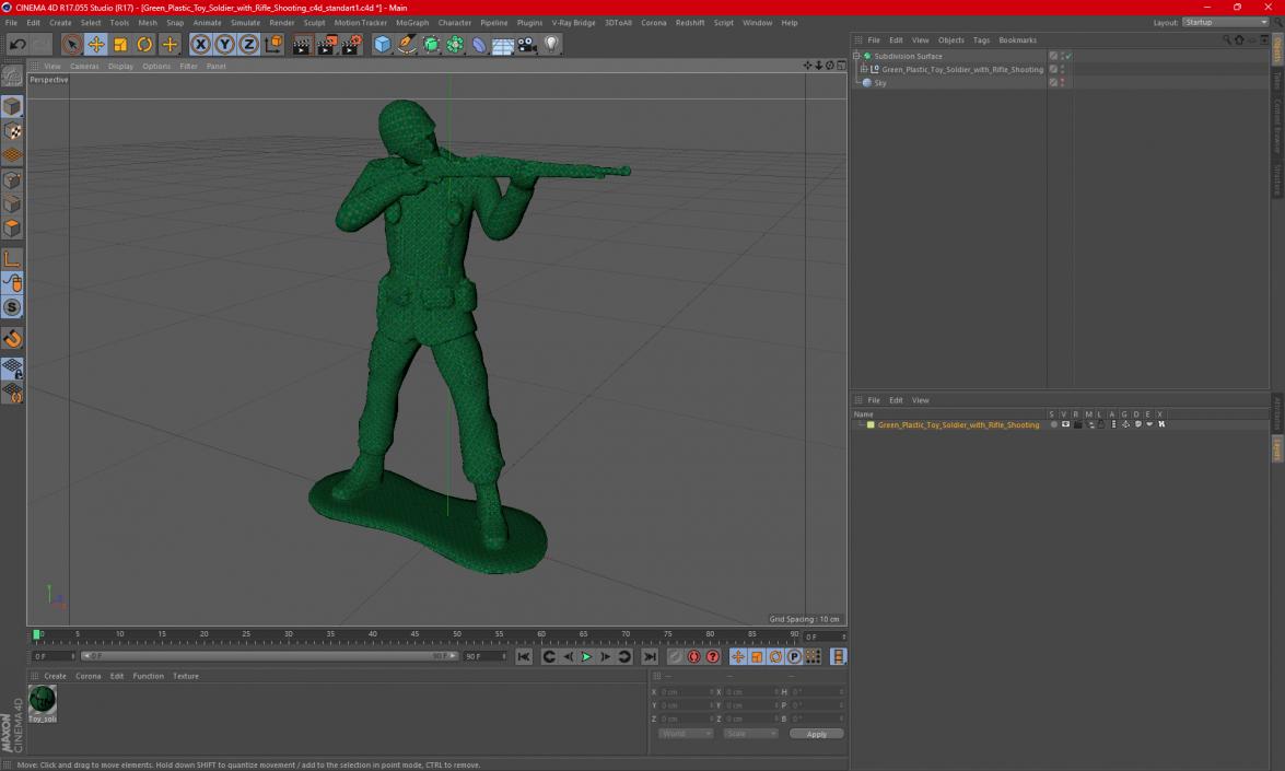 3D model Green Plastic Toy Soldier with Rifle Shooting