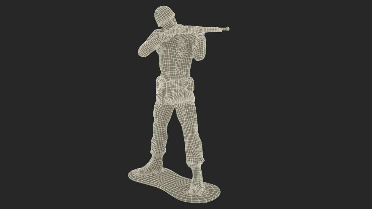 3D model Green Plastic Toy Soldier with Rifle Shooting