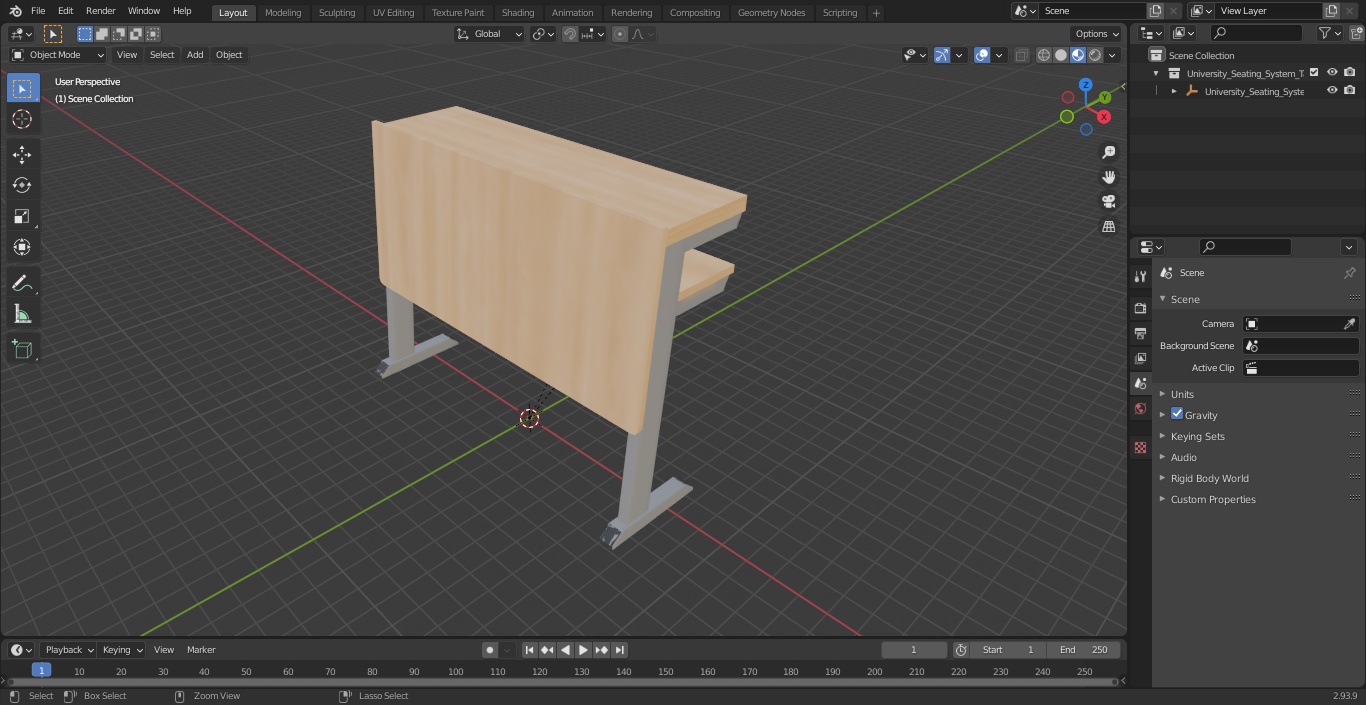 3D University Seating System Table For Two Seats(1) model